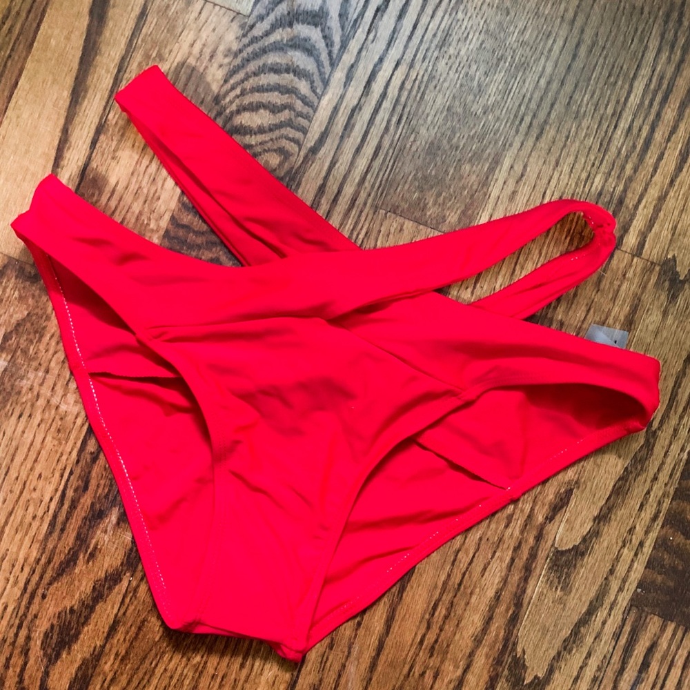 NWT SHEIN Red Criss Cross Bikini Bottom
